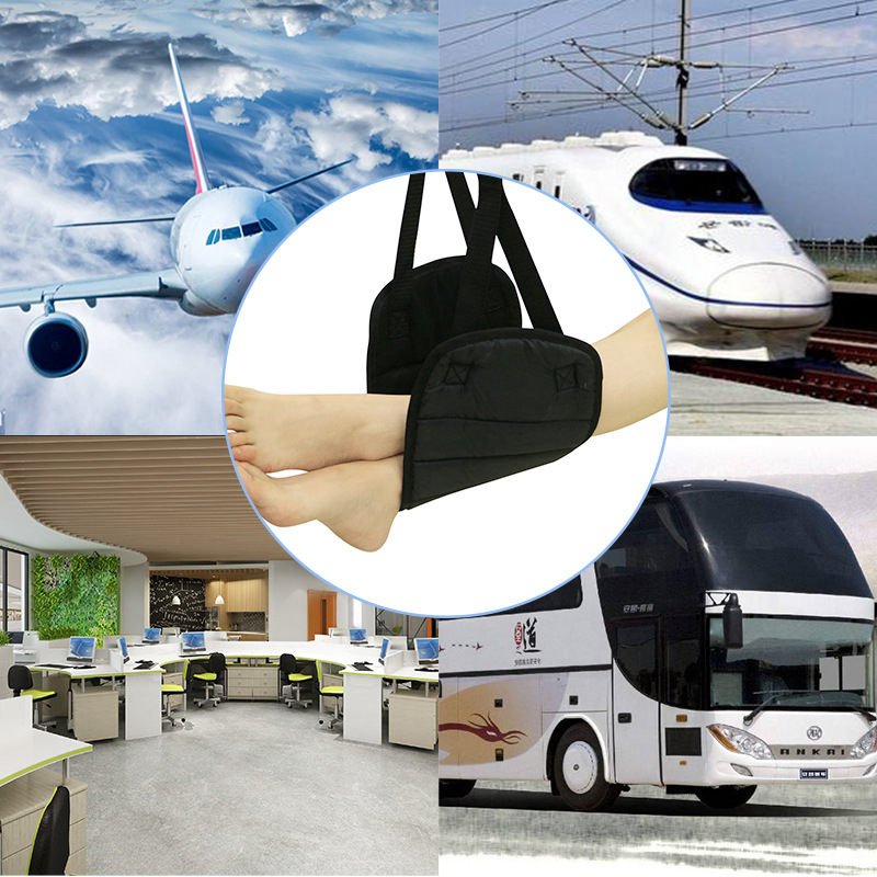 Folding high speed rail airplane travel pad office lunch break practical foot pad hammock - Image 3