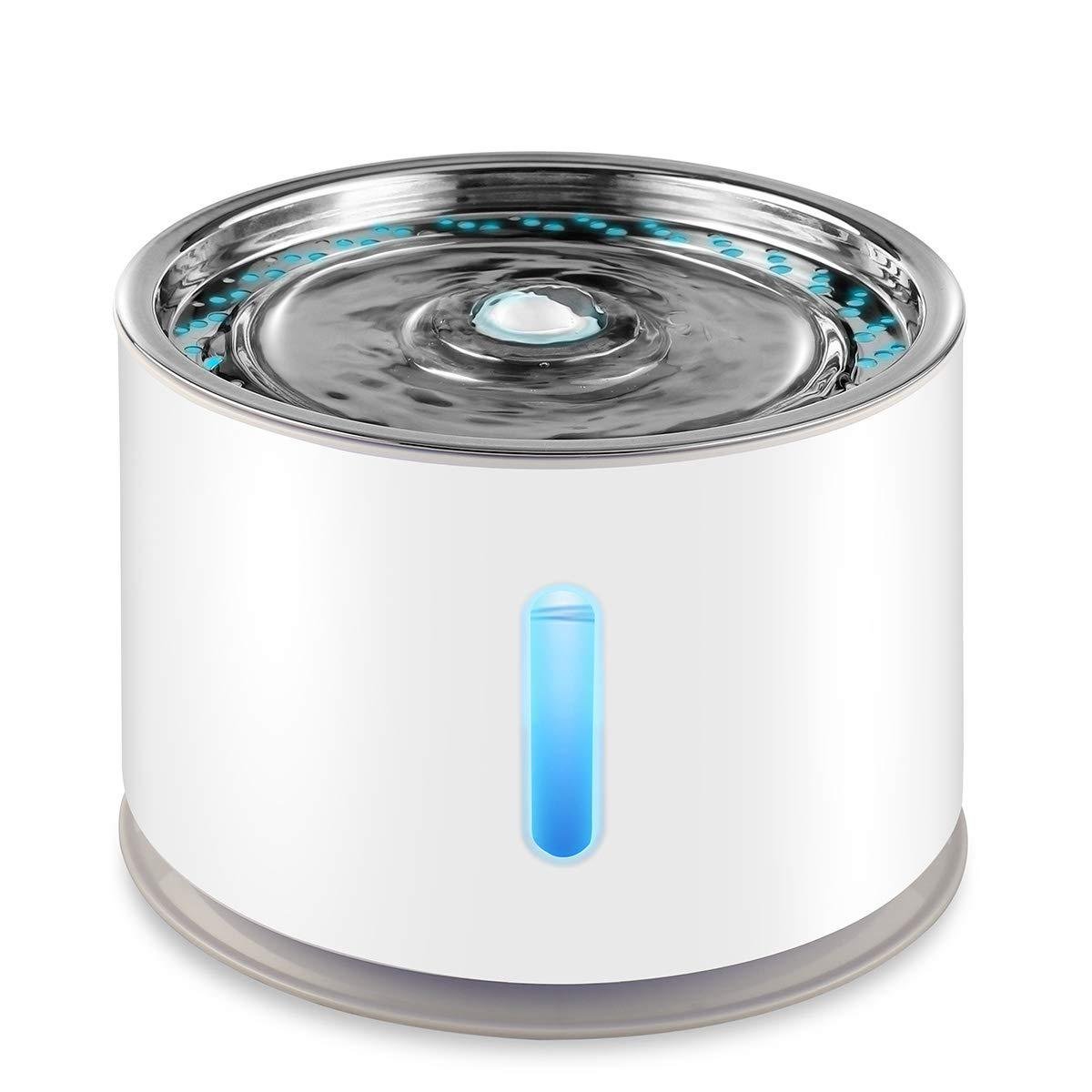 Stainless Steel Dish Pet Water Dispenser LED Light Water Shortage Self-power Off USB Socket (with Adapter) - Image 5