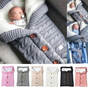 Baby stroller sleeping bag outdoor button baby knitted sleeping bag