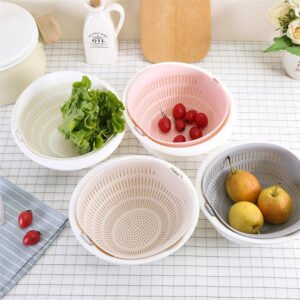 Dual-purpose Kitchen Fruit Basket With Detachable Double-layer Hollow Fruit And Vegetable Drain Basket Drain Fruit Dish Washing Basket Rice Cleaner