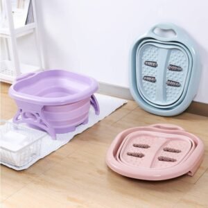 Foldable Foot Wash Basin Massage Household Foot Wash Bucket Folding Foot Bath Bucket Portable Massage Wheel Foam Foot Basin Plastic