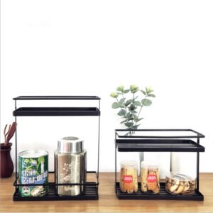 Simple Ins Style Kitchen Spice Rack Double-layer Storage Rack Wrought Iron Storage Rack Square Double-layer Rack