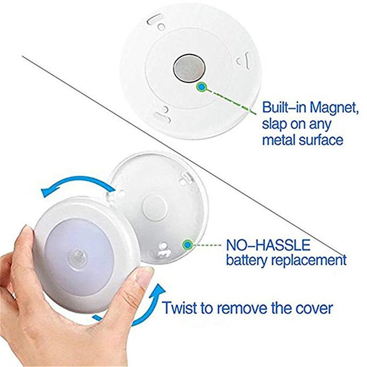 Round Sensor Light Smart Night Light LED Sensor Light Human Body Infrared Sensor Light LED Cabinet Light Wardrobe Light - Image 4