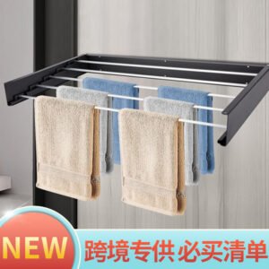 Wall-mounted Retractable Balcony Punching Drying Rack Bathroom Rack