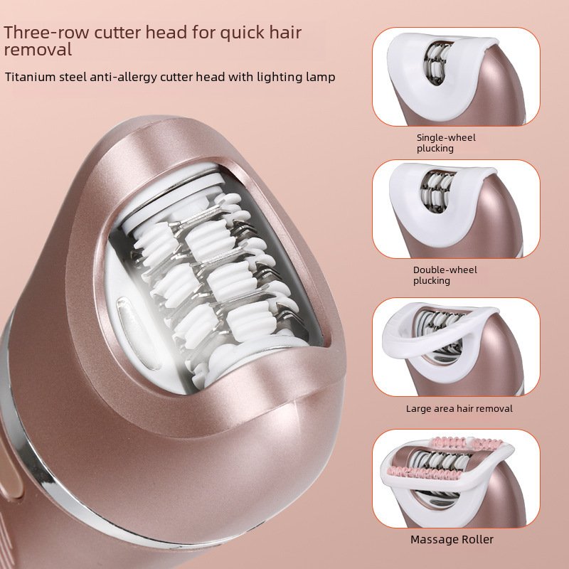 Women's Multi-function Electric Shaver Household Three-head Replacement Hair Remover Full Body Washing Whole Body Hair Scraper - Image 4