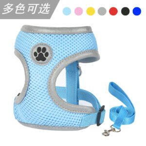 Pet Products New Pet Harness Breathable Mesh Dog Reflective Safety Vest Type Traction Rope