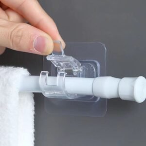 Curtain Rod Hook Curtain Clip Telescopic Rod Fixed Holder Punch-Free Adhesive Bracket Clip Crossbar Door Curtain Bracket