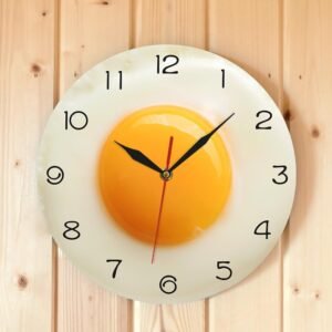 Modern Minimalist 3D Flat Design Breakfast Theme Wall Clock Omelette Kitchen Clock Home Living Room Decoration Wall Clock