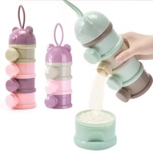 Baby Portable Four-layer Milk Powder Box, Independent Layered Milk Powder Compartment, Children's Food Storage Snack Rotating Box