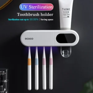 UV Toothbrush Holder Sterilizer Toothpaste Squeezer Dispenser