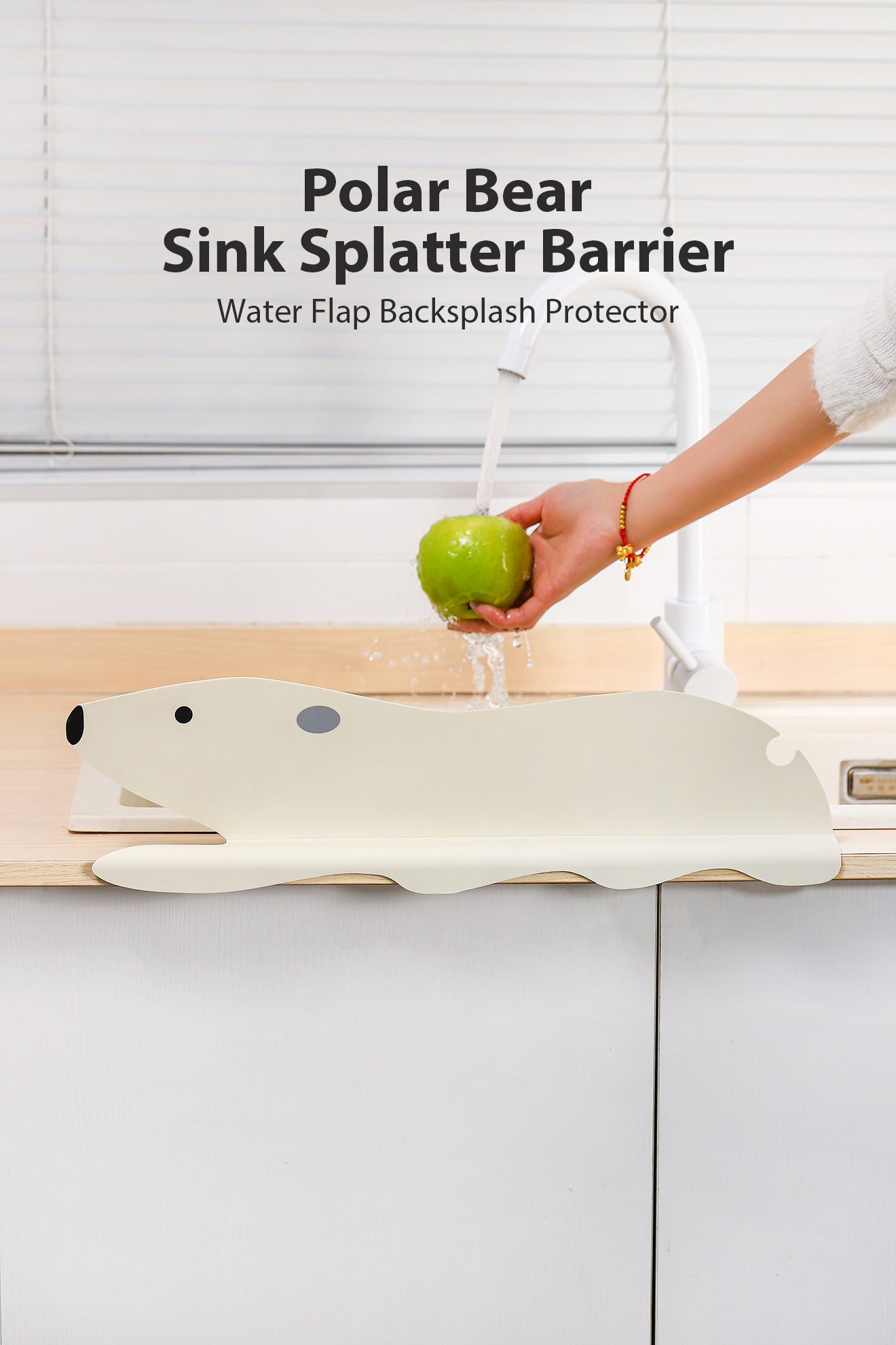 1pc Cute Bear Shaped Water Baffle - Kitchen Splash Proof Pool Baffle, Sink Splash Guard For Kitchen Bathroom, Upgraded Design Dish Washing Baffle Board, Kitchen Utensils, Sink Guard, Sink Divider, Water Splash Guard, Sink Shield, Cute Kitchen Accessories - Image 3